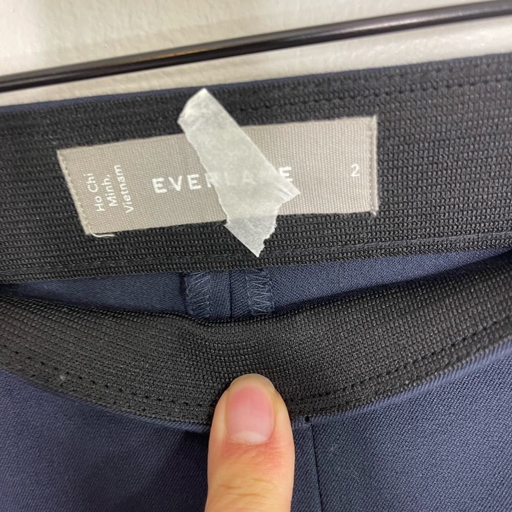 Everlane NWOT Navy Side-Zip Stretch Cotton Skinnt Pull On Work Pants 2 - Picture 4 of 11